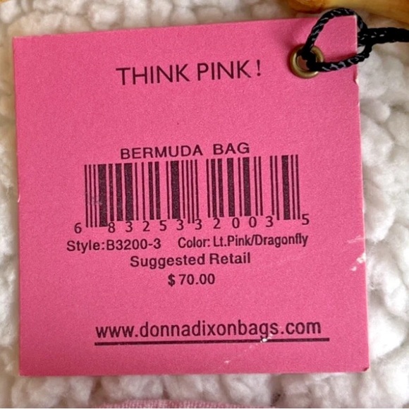 Donna Dixon Small Handbag Dragonflies Embroidered Fabric Bamboo Handle, New - Picture 4 of 11